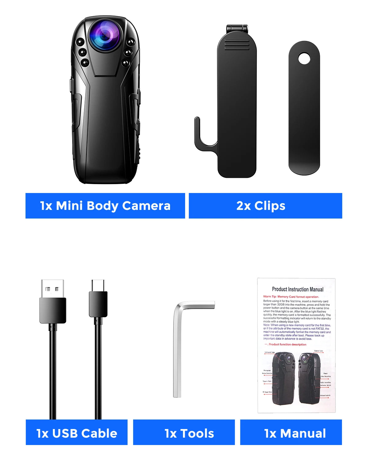 Boblov L02 1080P Full HD con Visión Nocturna, 125 grados.