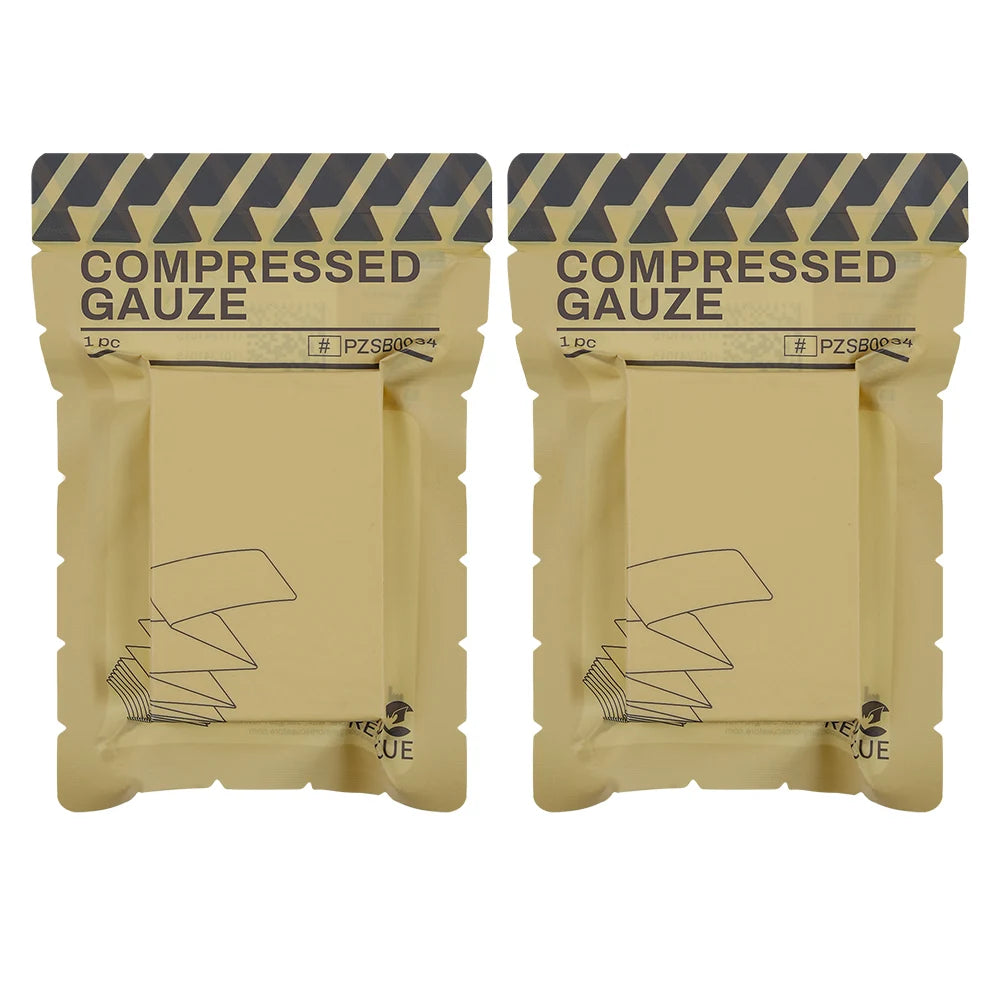 2 x Rhino Rescue Compressed Gauze Vendaje de Heridas Estéril de Emergencia